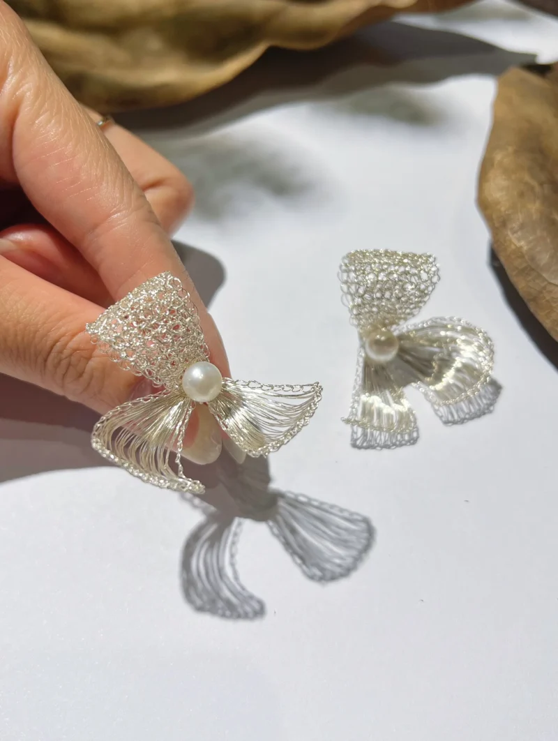 OREYNE Botanical Sweet Pea Earrings – close-up detail