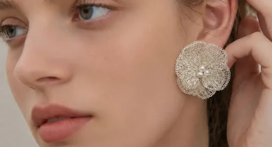 OREYNE Botanical Christmas Rose Jewelry – close-up detail