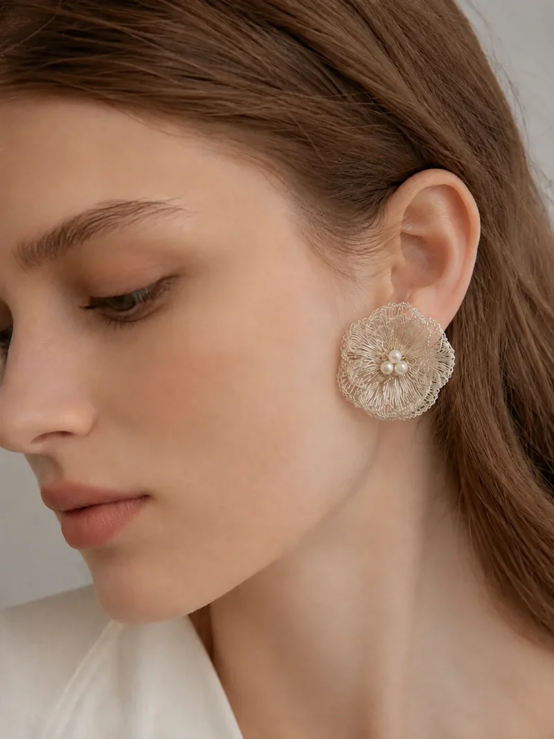 OREYNE Botanical Christmas Rose Jewelry – close-up detail