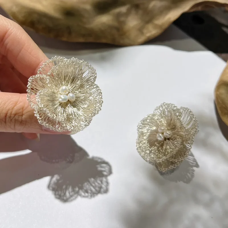 OREYNE Botanical Christmas Rose Jewelry – close-up detail