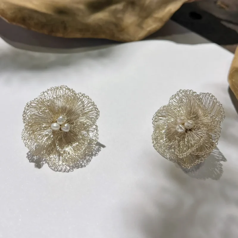 OREYNE Botanical Christmas Rose Jewelry – close-up detail