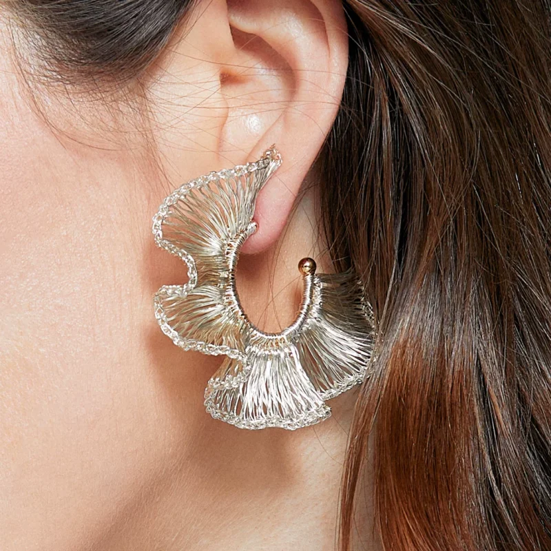 OREYNE Botanical Maidenhair Fern Earrings – close-up detail