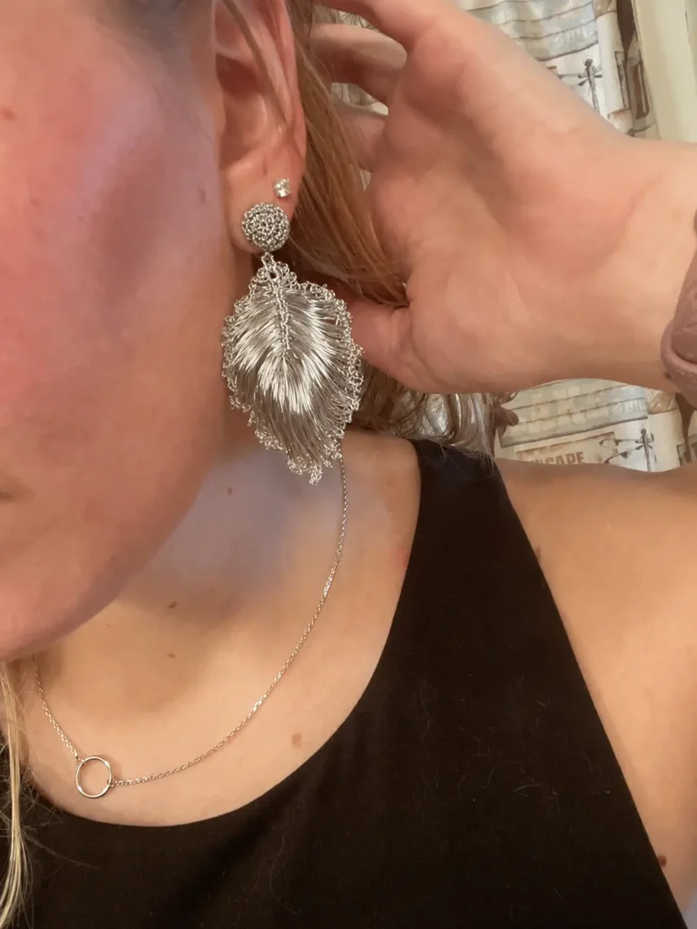 OREYNE Botanical Fan Palm Earrings worn — image 2