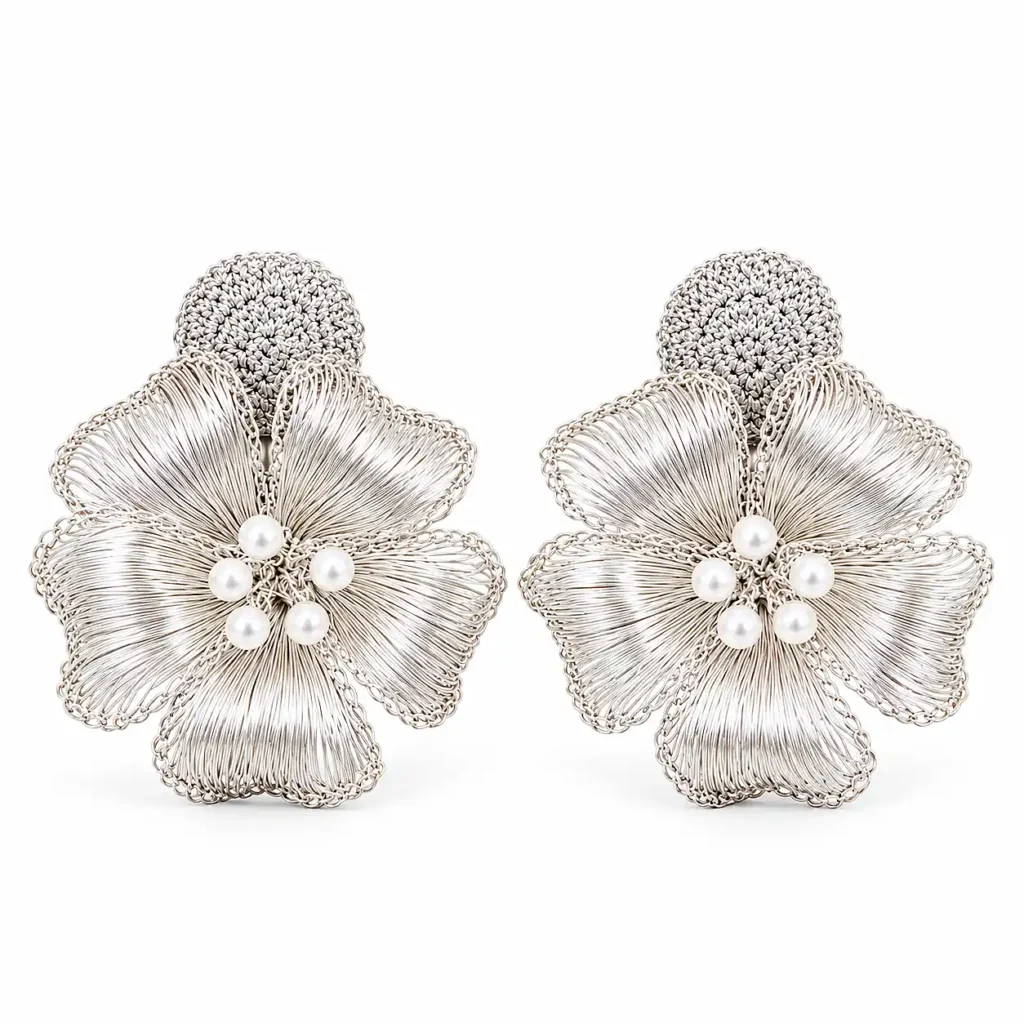 OREYNE Botanical White Plum Blossom Earrings