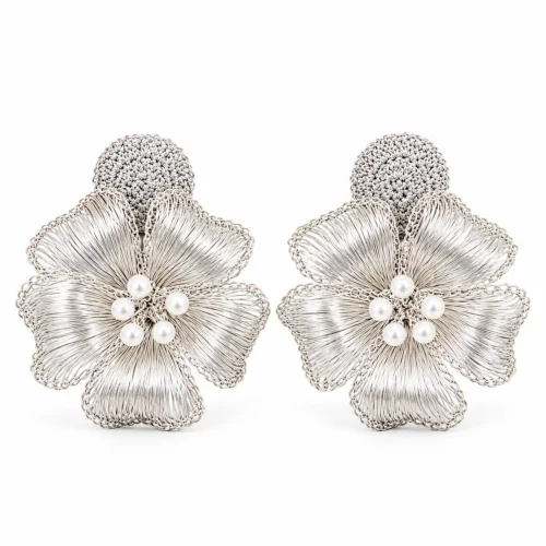 OREYNE Botanical White Plum Blossom Earrings