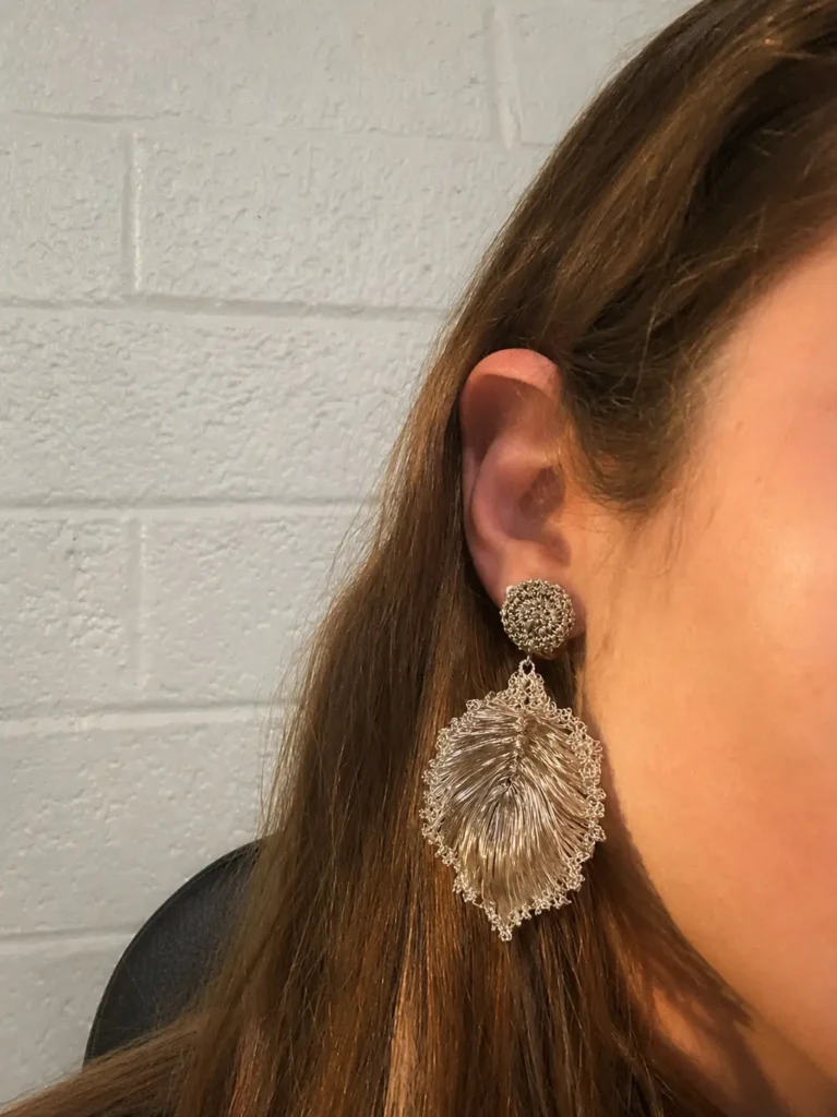 OREYNE Botanical Fan Palm Earrings worn — image 3