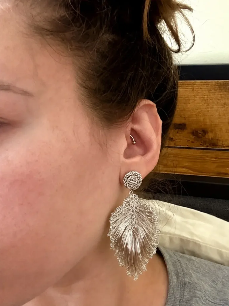 OREYNE Botanical Fan Palm Earrings worn — image 4