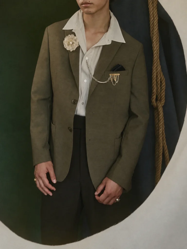 OREYNE Botanical White Poppy Brooch worn — image 4
