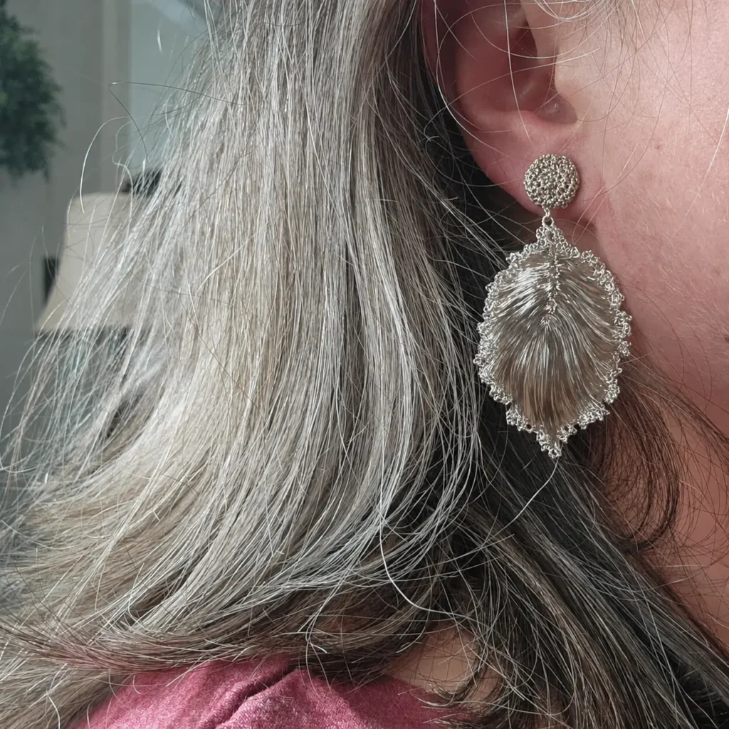 OREYNE Botanical Fan Palm Earrings worn — image 5
