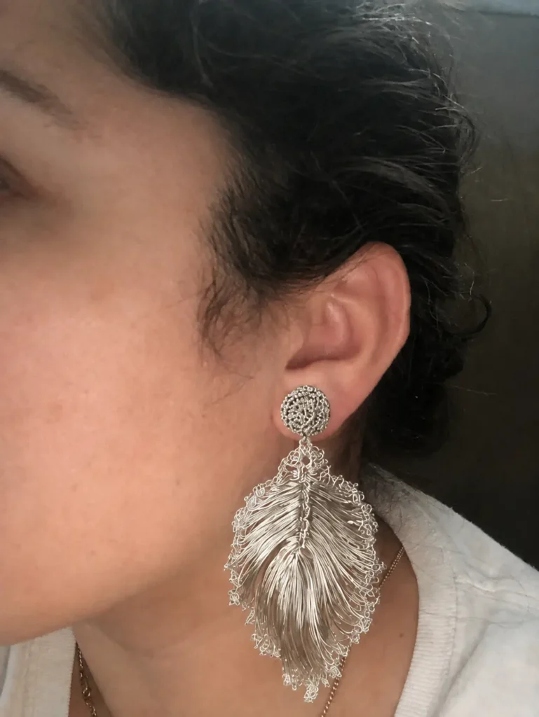 OREYNE Botanical Fan Palm Earrings worn — image 6