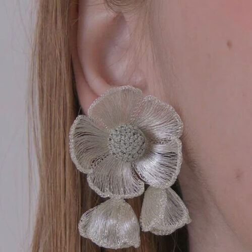 OREYNE Botanical Snowdrop Windflower Earrings – close-up detail
