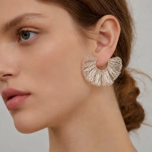 OREYNE Botanical Ginkgo Leaf Earrings – close-up detail