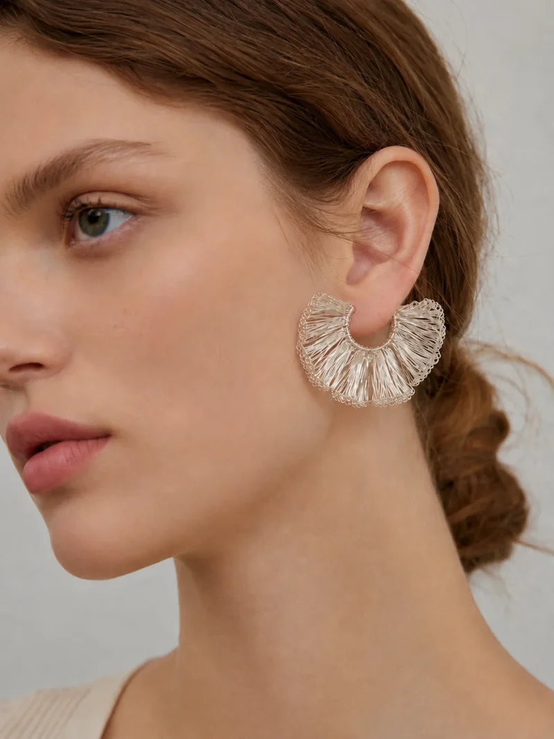 OREYNE Botanical Ginkgo Leaf Earrings – close-up detail
