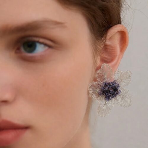 OREYNE Botanical Clematis Earrings – close-up detail