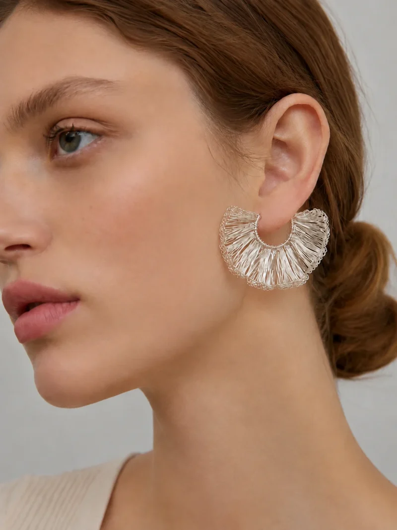 OREYNE Botanical Ginkgo Leaf Earrings – close-up detail