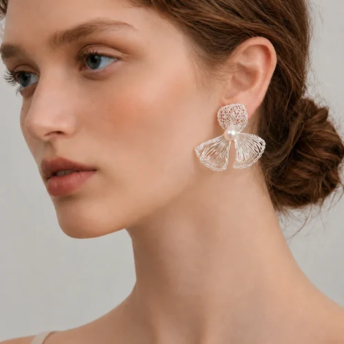 OREYNE Botanical Sweet Pea Earrings – close-up detail