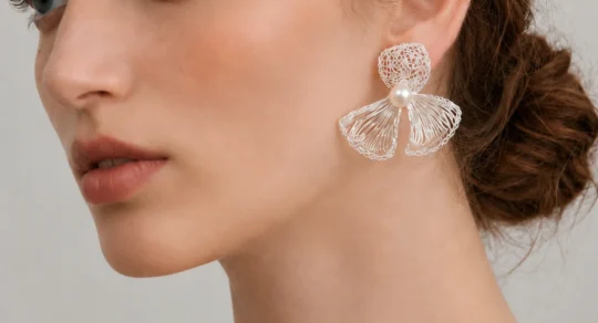 OREYNE Botanical Sweet Pea Earrings – close-up detail