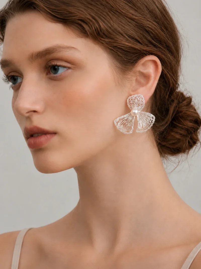OREYNE Botanical Sweet Pea Earrings – close-up detail