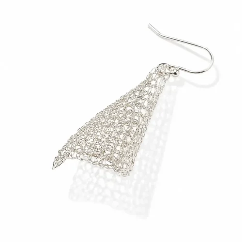 OREYNE handcrafted silver wire cone drop earring on a white background