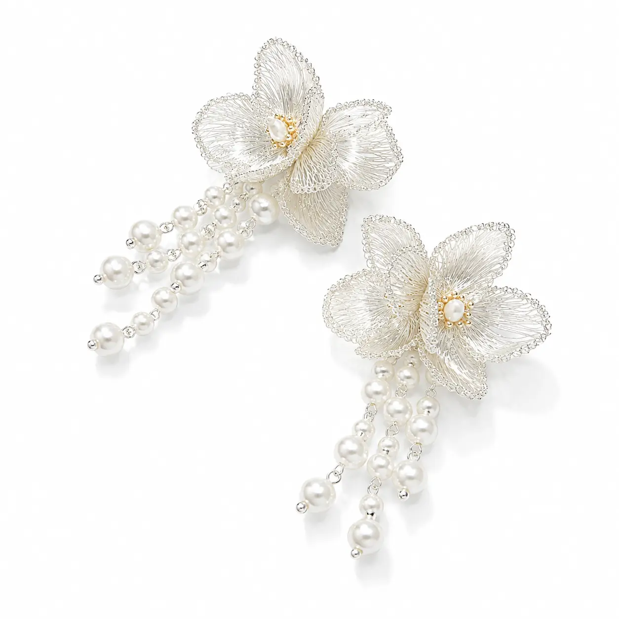 OREYNE Botanical White Hibiscus Earrings