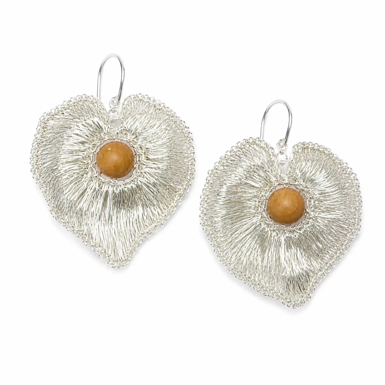 OREYNE Botanical Pink Morning Glory Heart Drop Earrings