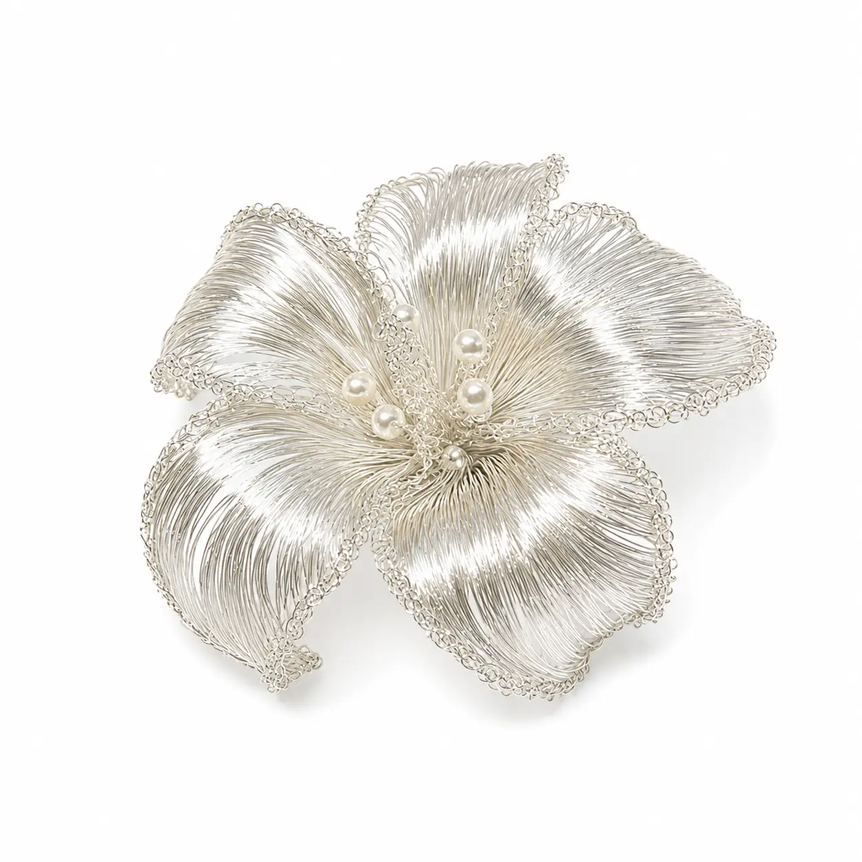 OREYNE Botanical White Amaryllis Brooch