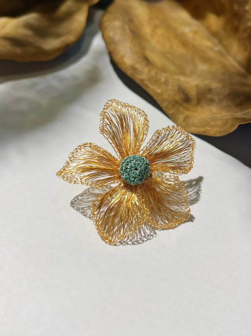 OREYNE Botanical Golden Flax Earring – close-up detail