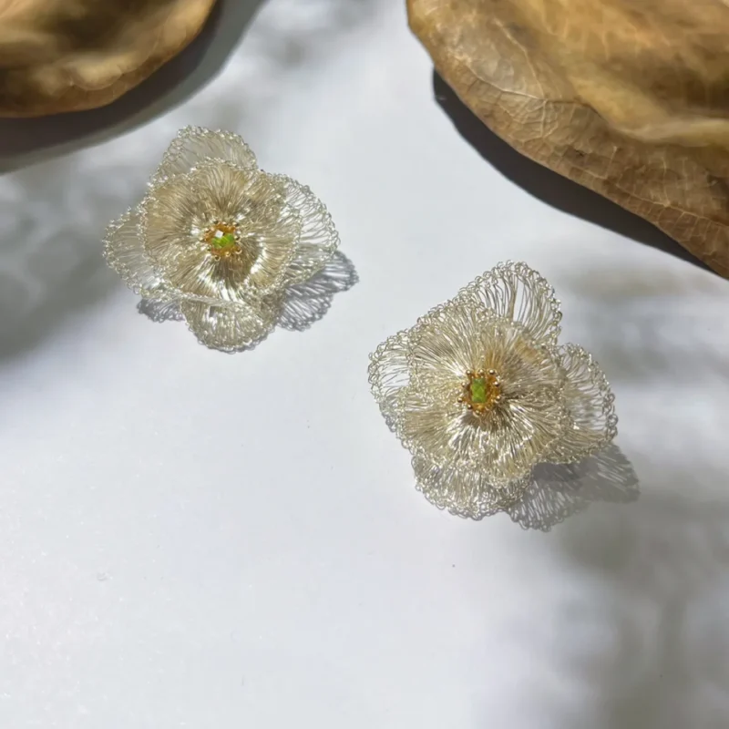 OREYNE Botanical Hellebore Earrings – close-up detail