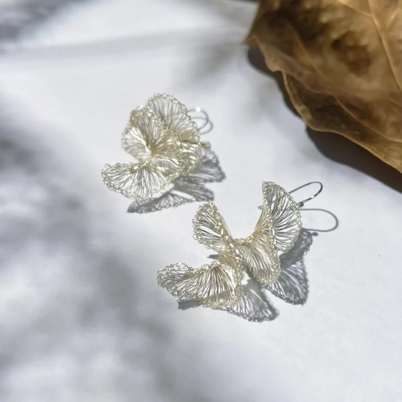 OREYNE Art Spiral Glass Sculpture Earrings – close-up detail