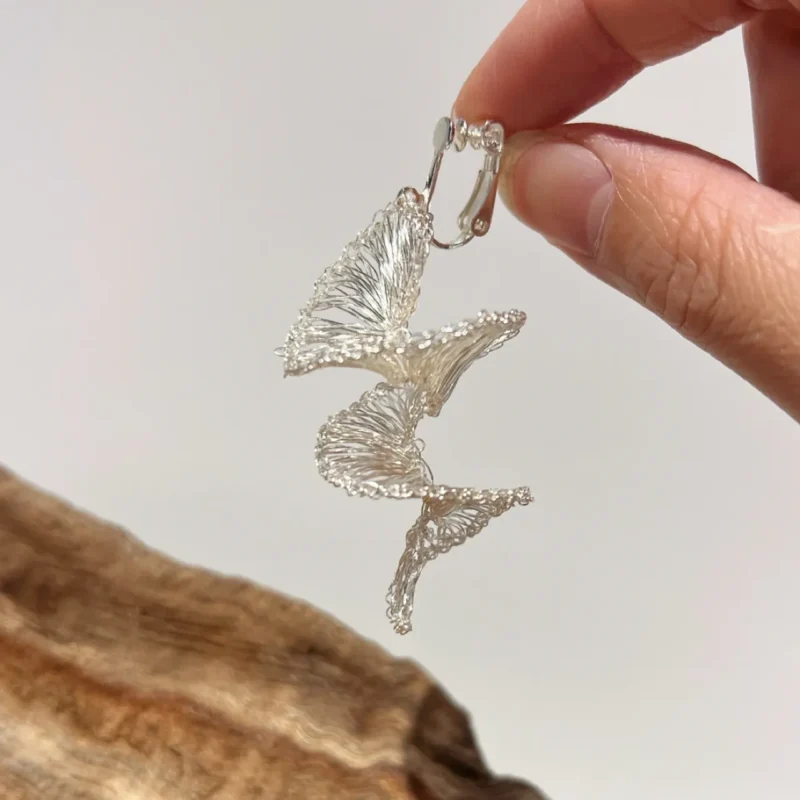 OREYNE Art Spiral Glass Sculpture Earrings – close-up detail