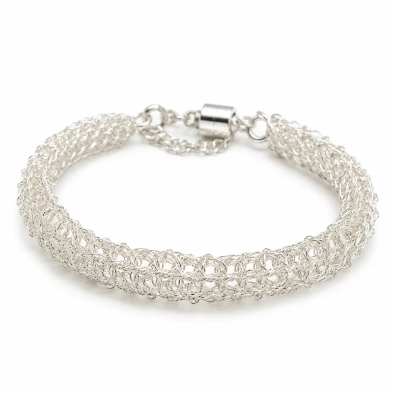 Open woven structure inspiring the Woven Air silver mesh bracelet