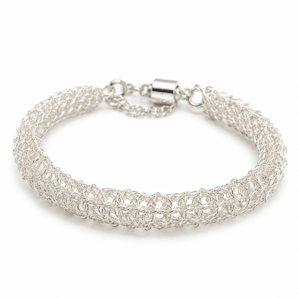OREYNE Woven Air — Silver Mesh Bracelet