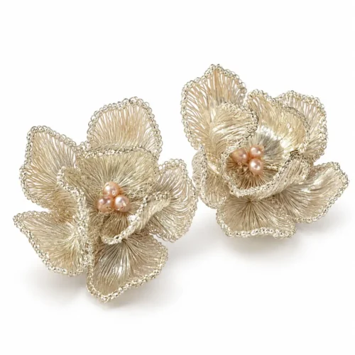 OREYNE Cotton Rose sculptural stud earrings