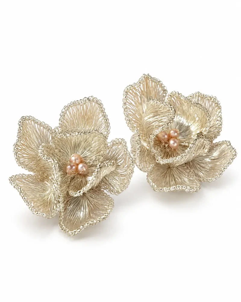 OREYNE Cotton Rose sculptural stud earrings