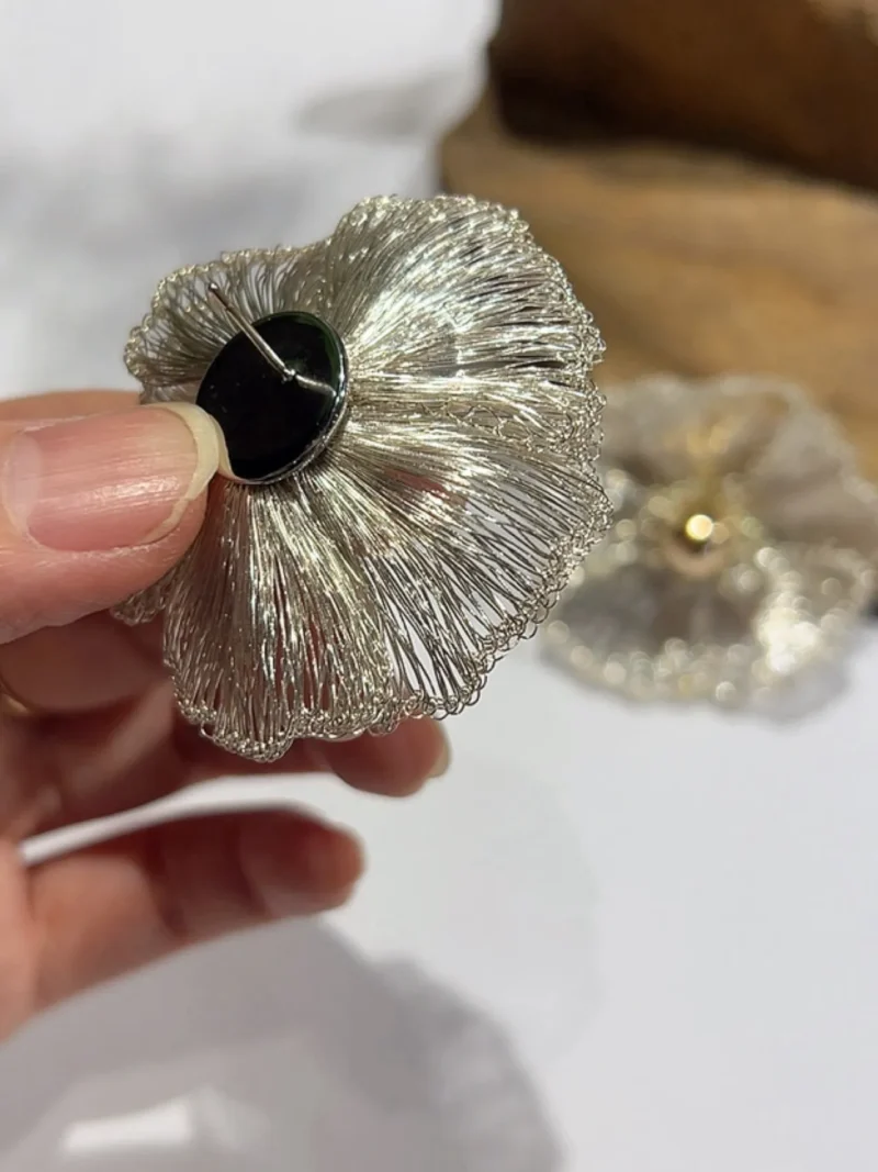 Back detail of OREYNE White Poppy stud earrings