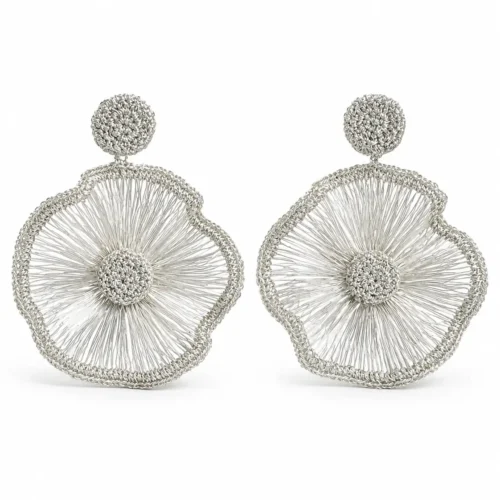 OREYNE Radiant Bloom silver-tone statement earrings