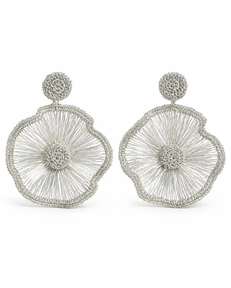 OREYNE Radiant Bloom silver-tone statement earrings