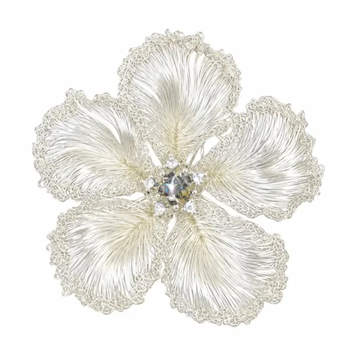 OREYNE Botanical White Blossom Sculptural Brooch