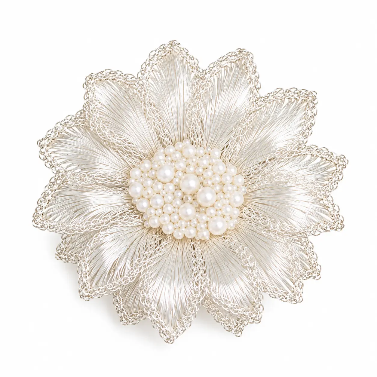 White Chrysanthemum brooch detail